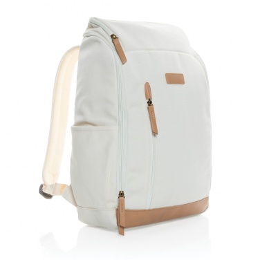 Logo trade corporate gift photo of: Impact AWARE™ 16 oz. recycled canvas 15" laptop backpack