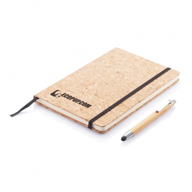 Logo trade promotional giveaways picture of: A5 notebook with bamboo pen including stylus