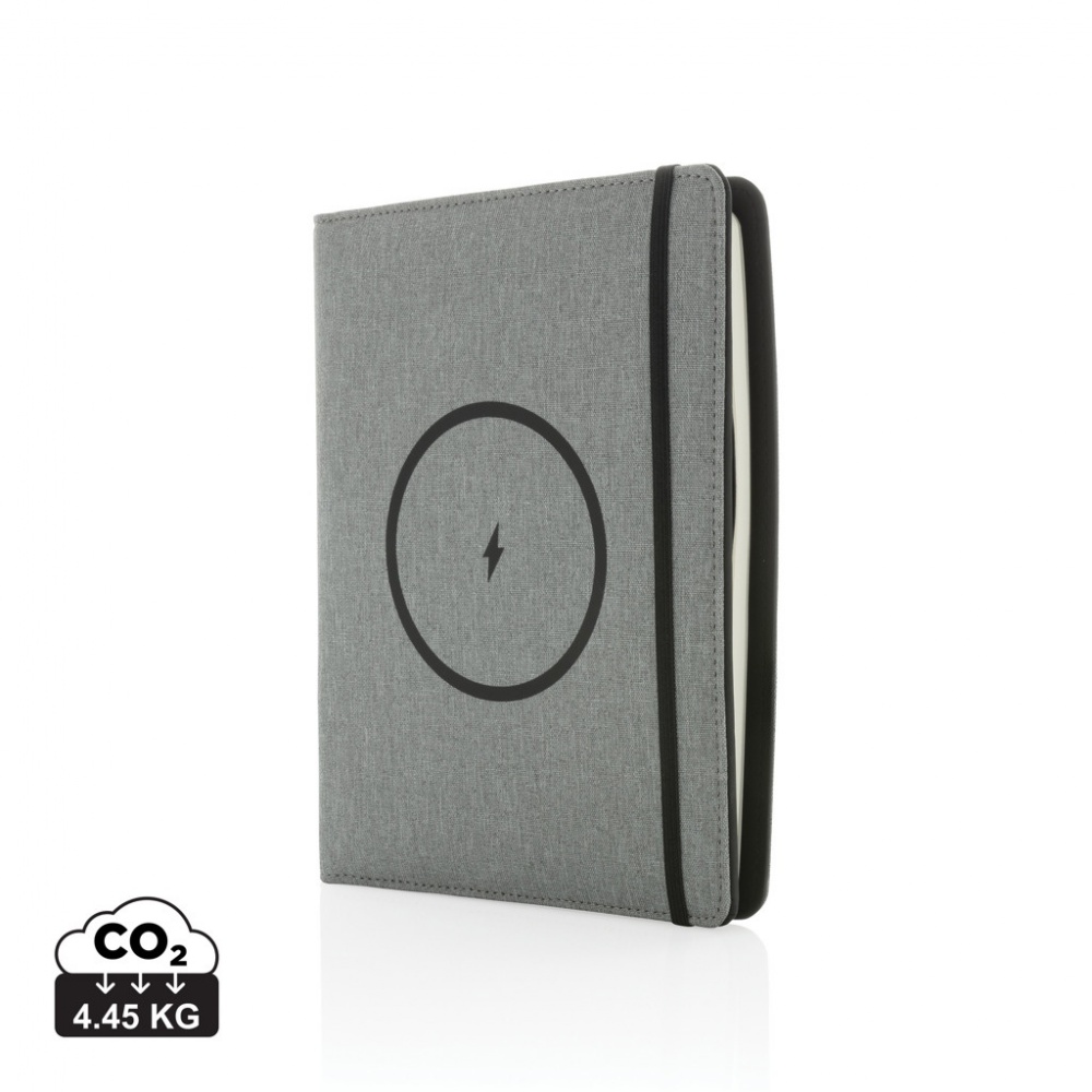 Logo trade business gifts image of: Air 5W wireless charging notebook with 5000mAh powerbank