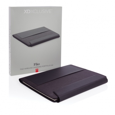 Logo trade promotional merchandise picture of: Fiko 5W wireless charging portfolio A4 with powerbank