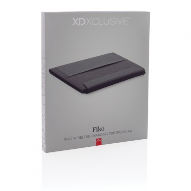 Logo trade promotional products image of: Fiko 5W wireless charging portfolio A4 with powerbank