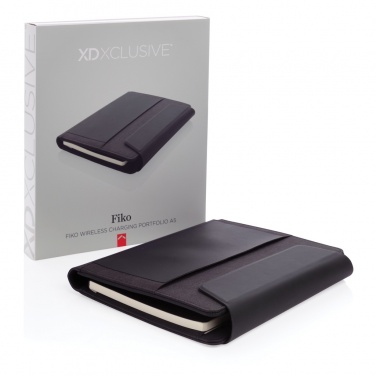Logo trade promotional gifts image of: Fiko wireless charging A5 portfolio with powerbank