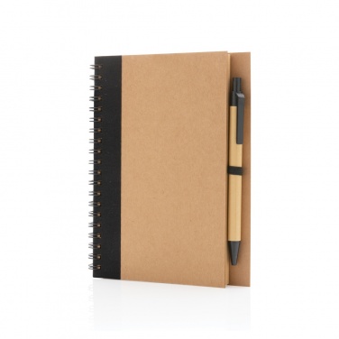 Logo trade promotional gifts image of: Kraft spiral notebook with pen