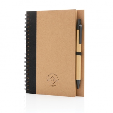Logo trade promotional merchandise image of: Kraft spiral notebook with pen