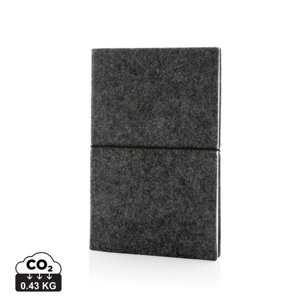 Logo trade promotional products image of: GRS certified recycled felt A5 softcover notebook
