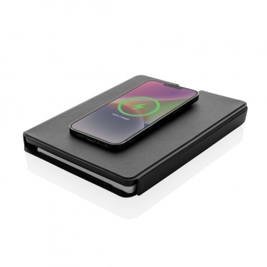 Logotrade promotional giveaway image of: Swiss Peak RCS rePU notebook with 2-in-1 wireless charger