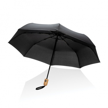 Logo trade promotional merchandise picture of: 21" Impact AWARE™ RPET 190T bamboo auto open/close umbrella