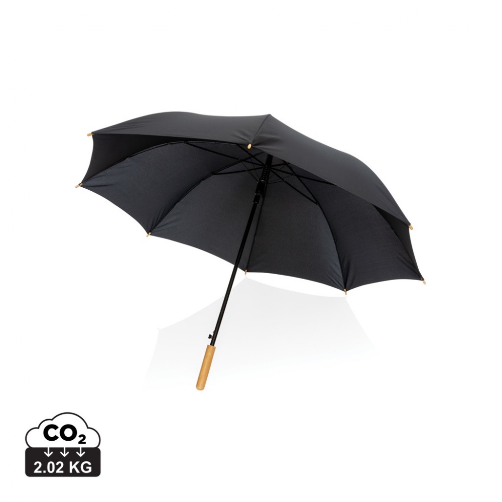 Logotrade business gifts photo of: 27" Impact AWARE™ RPET 190T auto open bamboo umbrella