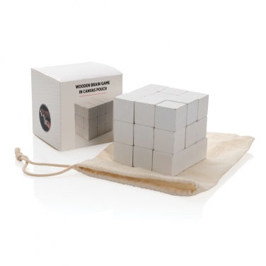 Logo trade business gifts image of: Wooden brain game in canvas pouch