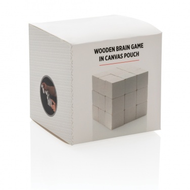 Logo trade promotional product photo of: Wooden brain game in canvas pouch
