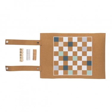 Logo trade promotional giveaways picture of: Britton cork foldable backgammon and checkers game set