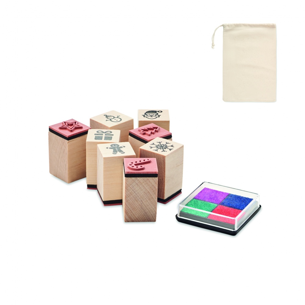 Logotrade corporate gift picture of: 8 wooden Christmas stamps set