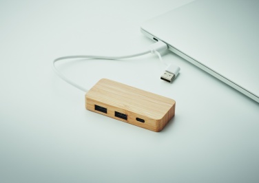 Logo trade promotional merchandise image of: Bamboo USB 3 ports hub