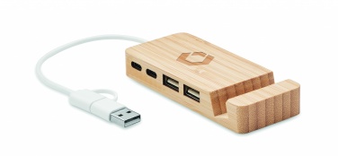 Logo trade promotional gift photo of: Bamboo USB 4 ports hub