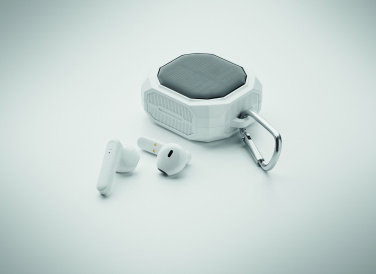 Logotrade promotional giveaway image of: TWS earbuds with solar charger