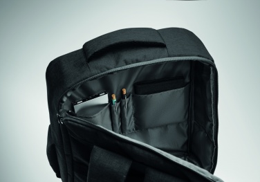 Logo trade promotional giveaways image of: A safe 15-inch laptop backpack made of 300D RPET with a 210D RPET lining and customizable printing.