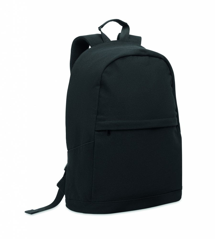 Logo trade promotional giveaway photo of: A 15-inch laptop backpack made of recycled pre-consumer cotton and recycled polyester with customizable printing.