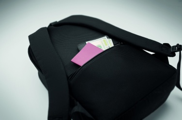 Logotrade advertising products photo of: A 15-inch laptop backpack made of recycled pre-consumer cotton and recycled polyester with customizable printing.