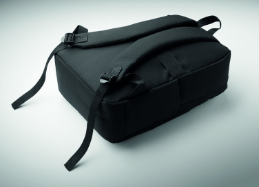Logo trade corporate gifts image of: Slim 15 inch laptop backpack made of 600D RPET polyester with a 210D lining and customizable printing