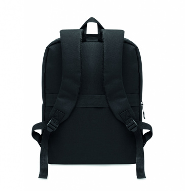 Logo trade corporate gifts image of: Slim 15 inch laptop backpack made of 600D RPET polyester with a 210D lining and customizable printing