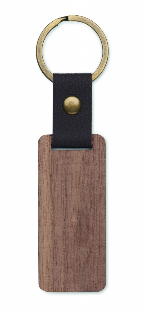 Logotrade promotional item image of: Key ring in walnut and PU Kokkola