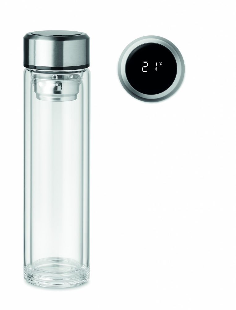 Logo trade promotional merchandise image of: Bottle with touch thermometer
