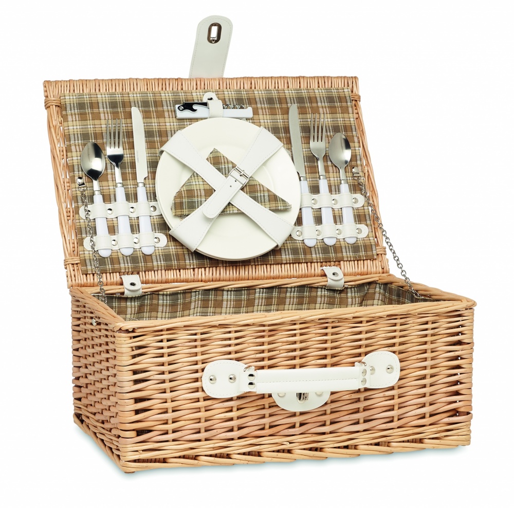 Logo trade corporate gifts picture of: Wicker picnic basket 2 people