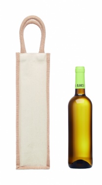 Logo trade promotional gift photo of: Jute wine bag for one bottle