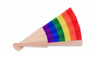 Logo trade promotional merchandise picture of: Rainbow wooden hand fan