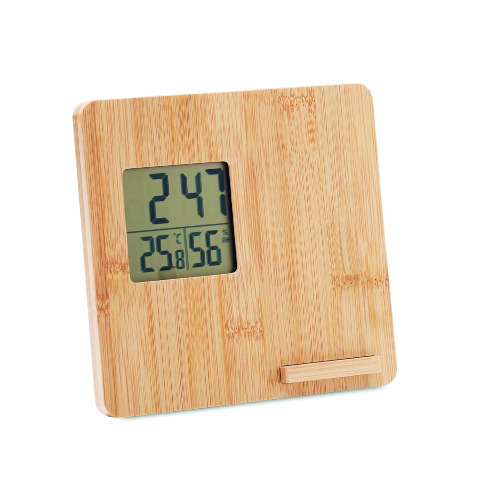 Logo trade promotional giveaways picture of: Bamboo weather station 10W