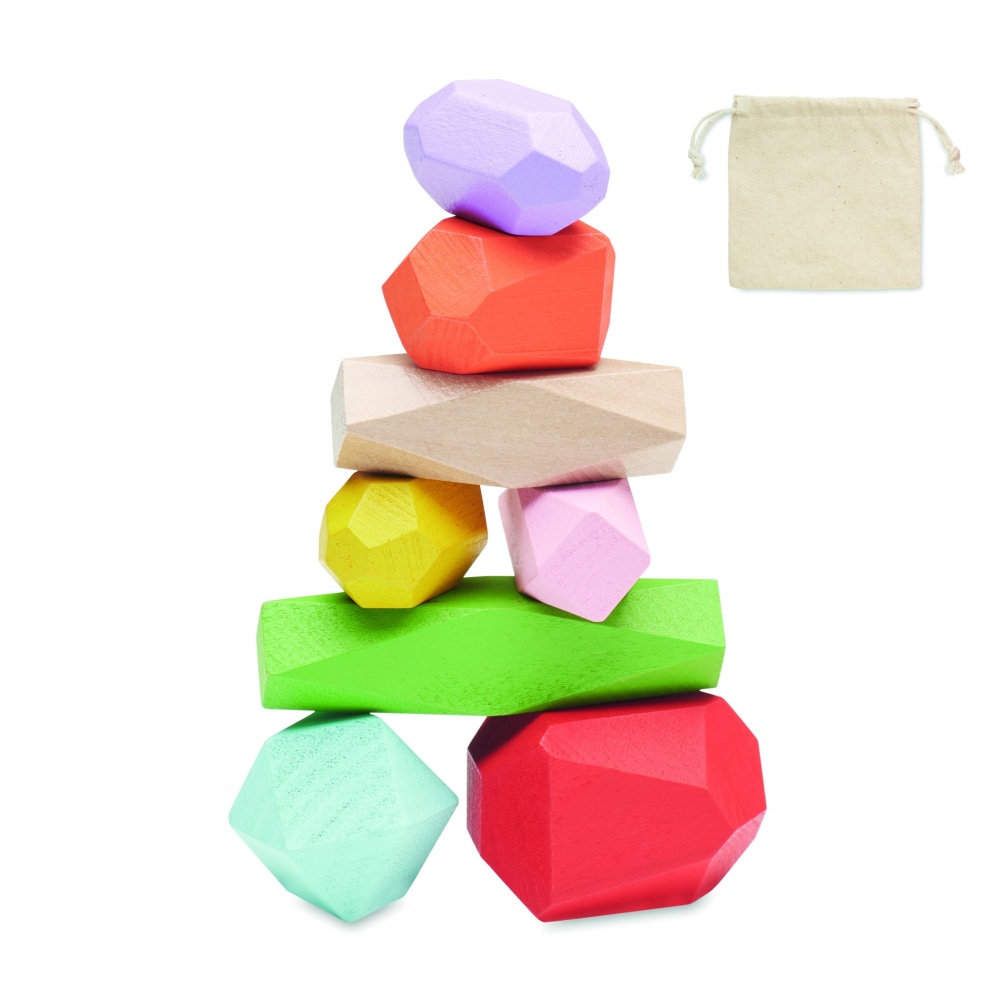 Logo trade promotional gifts image of: 8 stacking wood rocks in pouch
