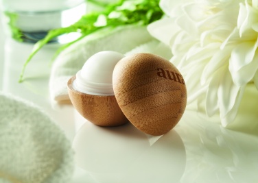 Logotrade promotional products photo of: Lip balm in round bamboo case