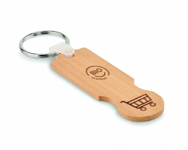 Logotrade promotional giveaway image of: Bamboo euro token key ring Rauma