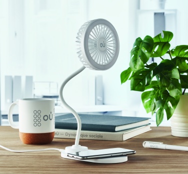 Logo trade advertising products image of: Desktop charger fan with light