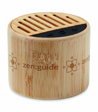 Logotrade advertising product picture of: Round bamboo wireless speaker