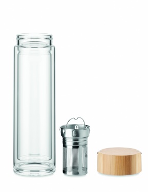 Logo trade business gifts image of: Double wall glass bottle 400ml Berlin