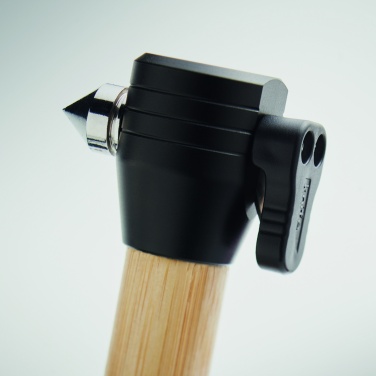 Logotrade promotional gift picture of: 3-in-1 bamboo flashlight with an emergency hammer and seatbelt cutter