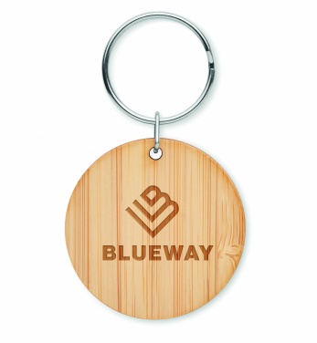 Logotrade corporate gift image of: Round bamboo key ring Pieksämäki