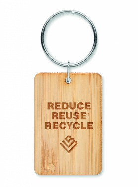 Logotrade business gift image of: Rectangular bamboo key ring Riihimäki