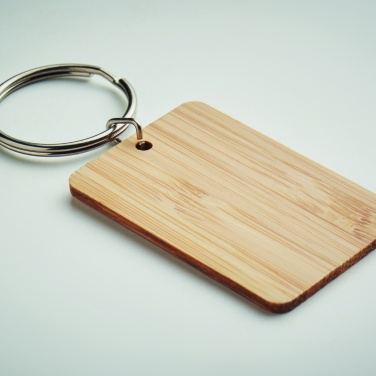 Logotrade promotional product image of: Rectangular bamboo key ring Riihimäki