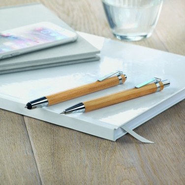 Logo trade promotional items picture of: Bamboo pen and pencil set