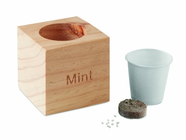 Logotrade promotional product picture of: Herb pot wood "MINT"