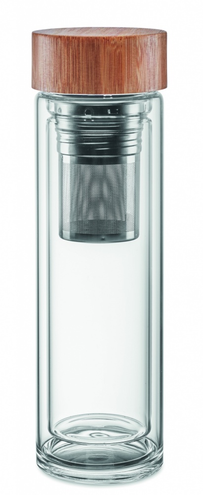 Logo trade promotional merchandise image of: Double wall glass bottle 400ml München