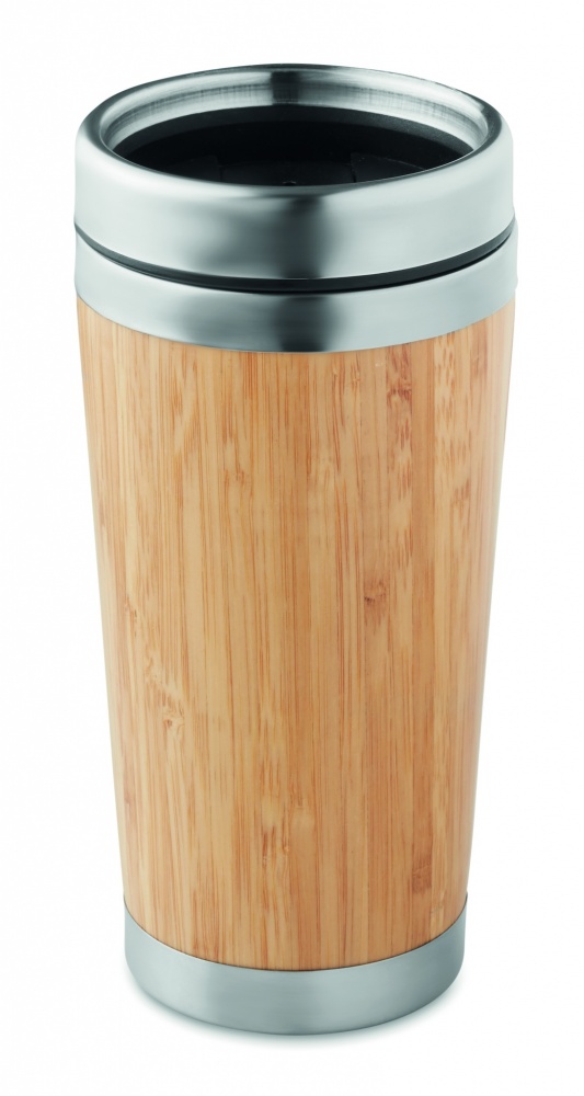 Logo trade promotional items picture of: Double wall bamboo flask 430ml