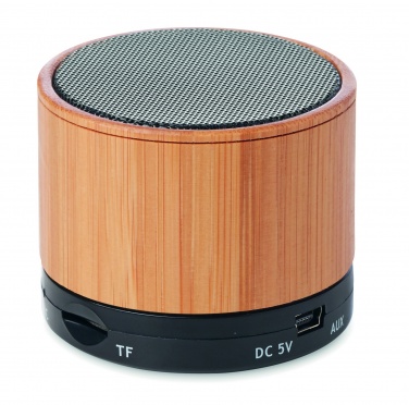 Logotrade business gifts photo of: Round Bamboo wireless speaker
