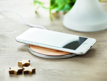 Logotrade corporate gift picture of: Bamboo wireless charger 10W DESPAD