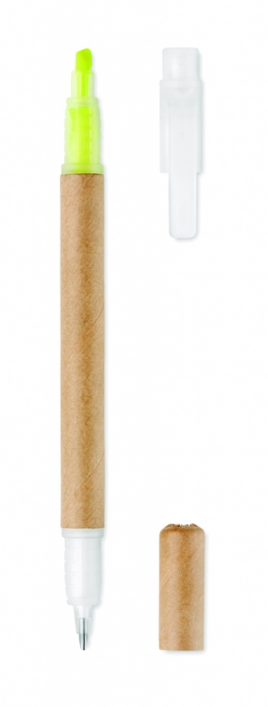 Logo trade promotional gift photo of: 2 in 1 carton pen highlighter