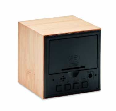 Logo trade promotional items picture of: LED alarm clock bamboo casing Dortmund