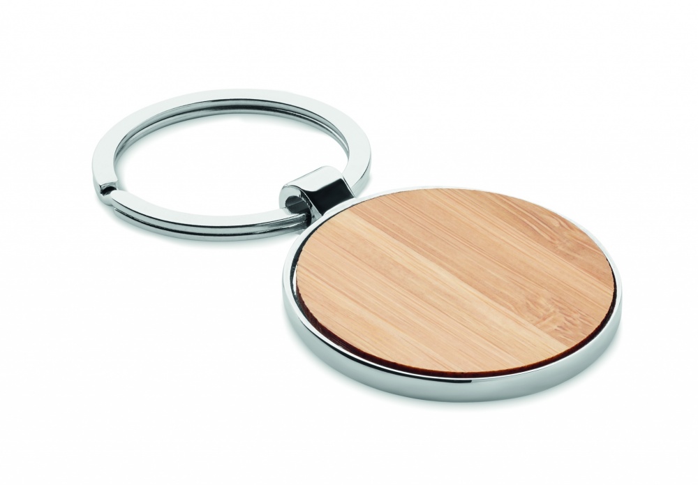 Logotrade promotional merchandise image of: Round key ring metal bamboo Dobele
