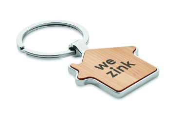 Logo trade promotional products image of: House key ring metal bamboo NORDIC